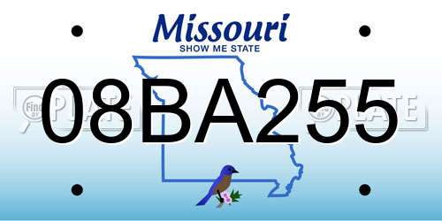 08BA255 Missouri License Plate