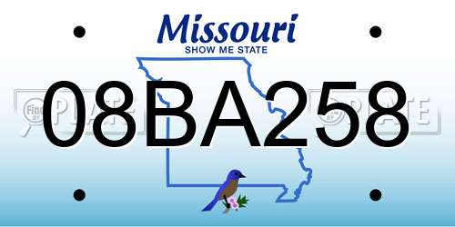 08BA258 Missouri License Plate