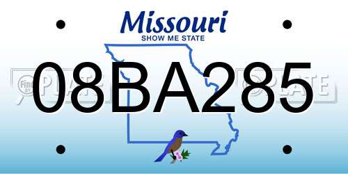08BA285 Missouri License Plate