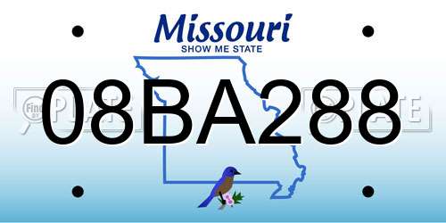 08BA288 Missouri License Plate