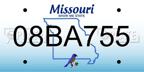 08BA755 Missouri License Plate
