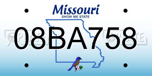 08BA758 Missouri License Plate