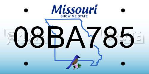 08BA785 Missouri License Plate