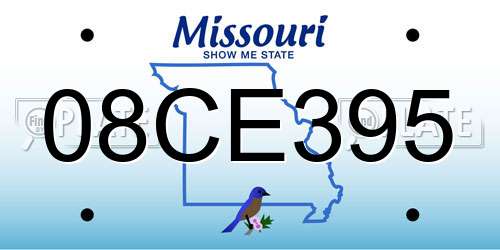 08CE395 Missouri License Plate