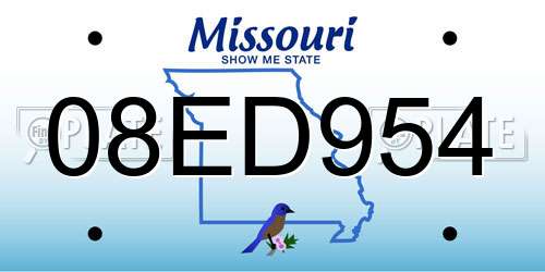 08ED954 Missouri License Plate