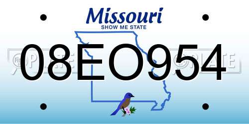 08EO954 Missouri License Plate