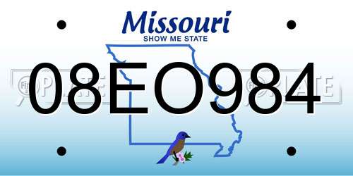 08EO984 Missouri License Plate