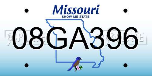 08GA396 Missouri License Plate