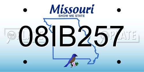 08IB257 Missouri License Plate