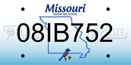 08IB752 Missouri License Plate