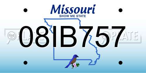 08IB757 Missouri License Plate