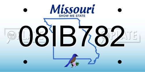 08IB782 Missouri License Plate
