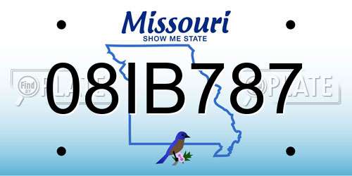 08IB787 Missouri License Plate