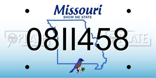 08II458 Missouri License Plate