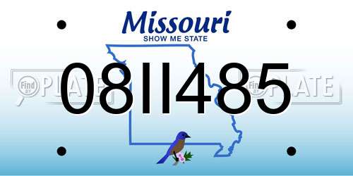 08II485 Missouri License Plate