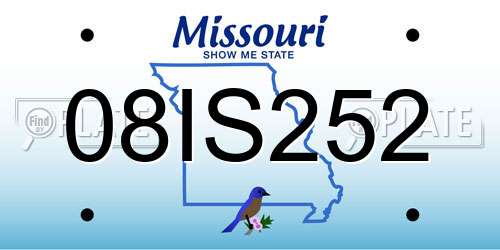 08IS252 Missouri License Plate