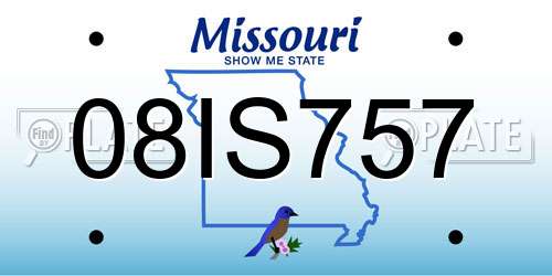 08IS757 Missouri License Plate