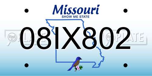 08IX802 Missouri License Plate