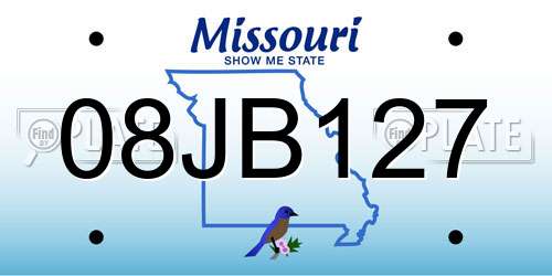 08JB127 Missouri License Plate