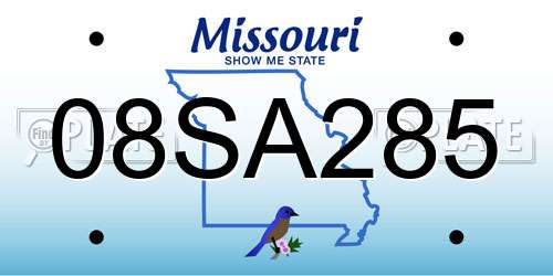 08SA285 Missouri License Plate