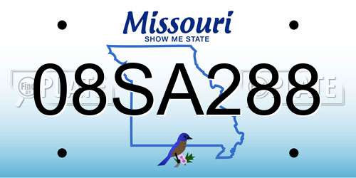 08SA288 Missouri License Plate