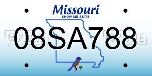 08SA788 Missouri License Plate