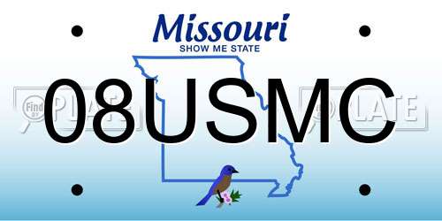 08USMC Missouri License Plate