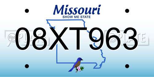 08XT963 Missouri License Plate