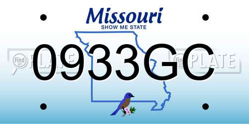 0933GC Missouri License Plate