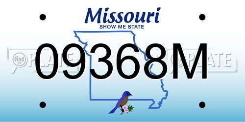 09368M Missouri License Plate