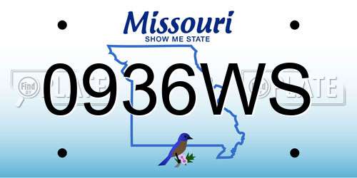 0936WS Missouri License Plate