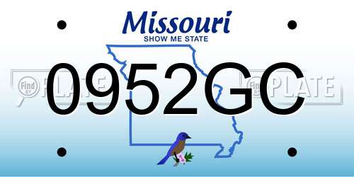 0952GC Missouri License Plate