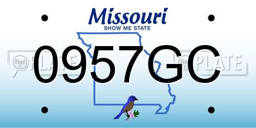 0957GC Missouri License Plate