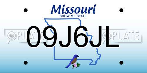 09J6JL Missouri License Plate