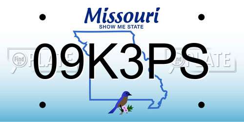 09K3PS Missouri License Plate