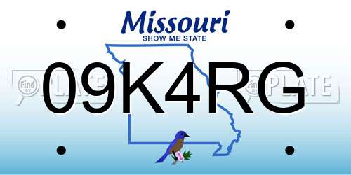 09K4RG Missouri License Plate