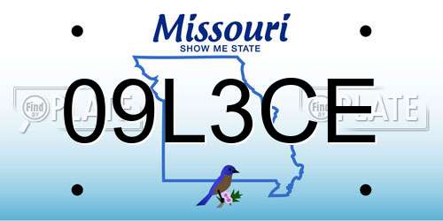 09L3CE Missouri License Plate