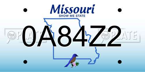 0A84Z2 Missouri License Plate