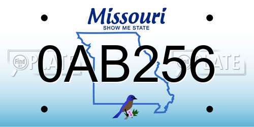 0AB256 Missouri License Plate