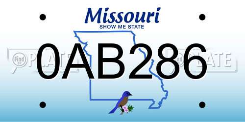 0AB286 Missouri License Plate