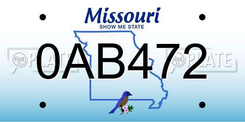 0AB472 Missouri License Plate