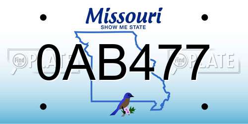 0AB477 Missouri License Plate