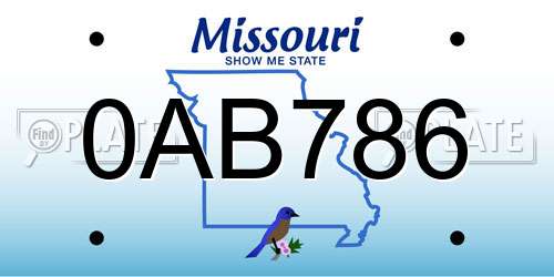 0AB786 Missouri License Plate