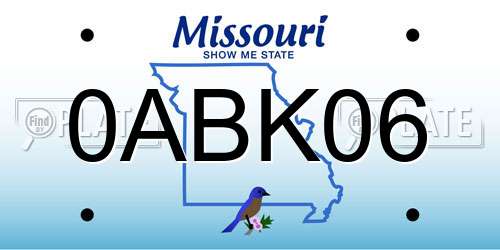 0ABK06 Missouri License Plate