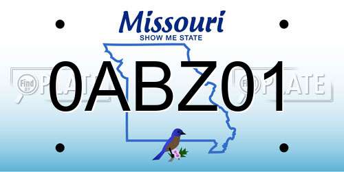 0ABZ01 Missouri License Plate
