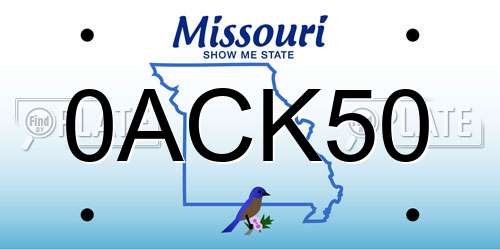 0ACK50 Missouri License Plate