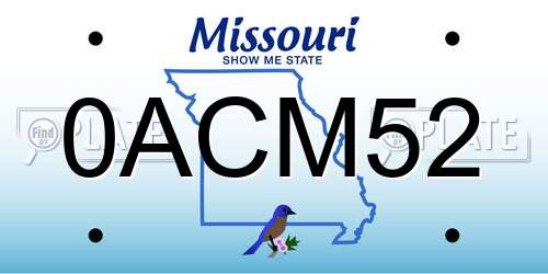0ACM52 Missouri License Plate