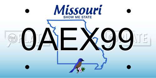 0AEX99 Missouri License Plate