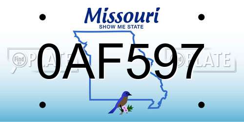 0AF597 Missouri License Plate