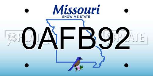0AFB92 Missouri License Plate